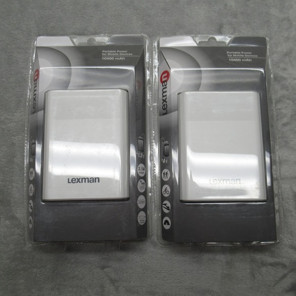 Lexman Portable Power Bank 10400 mAh 3.1A Output Dual USB Charger White LOT OF 2 - Picture 1 of 9